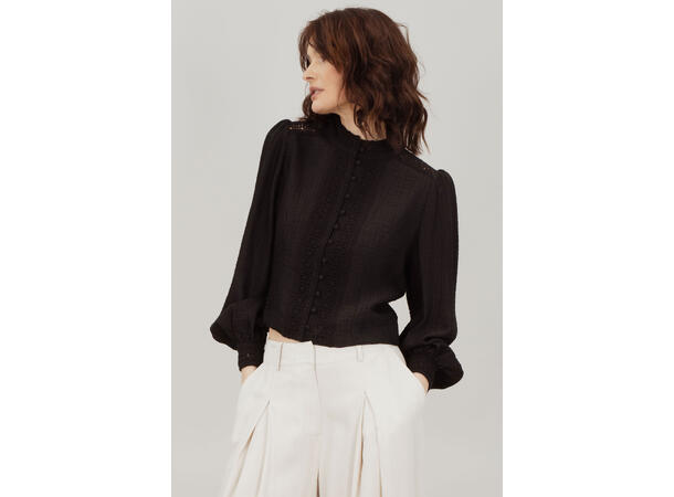 Josefine LS Blouse Black XL Lace blouse 