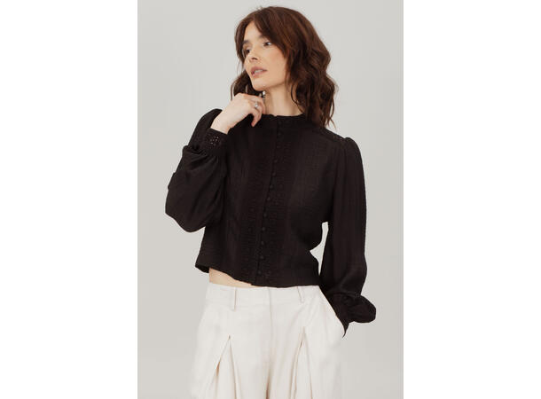 Josefine LS Blouse Black XL Lace blouse 