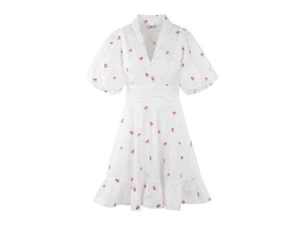 Makayla Dress Blue M Embroidery poplin dress 