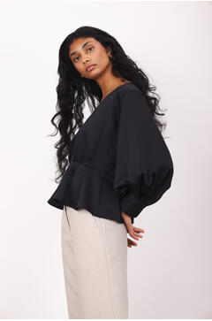 Mariella LS Blouse Satin blouse with V-neck