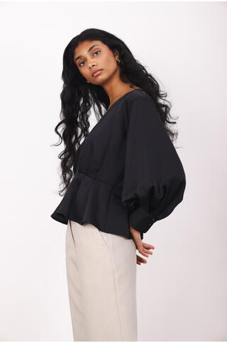 Mariella LS Blouse Satin blouse with V-neck