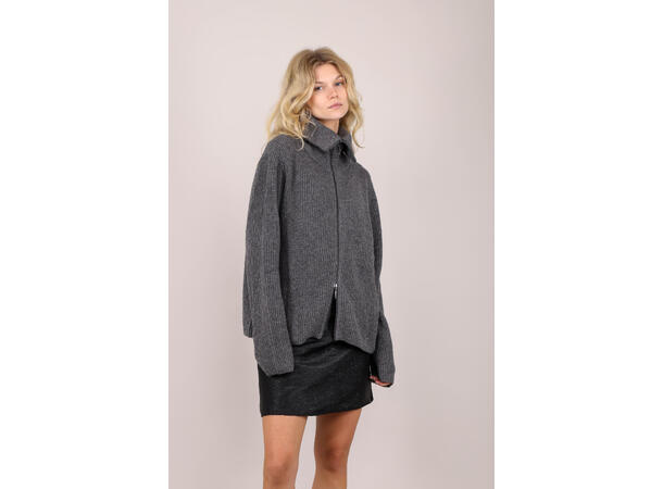 Norma Cardigan Dark grey S Wool zip cardigan 