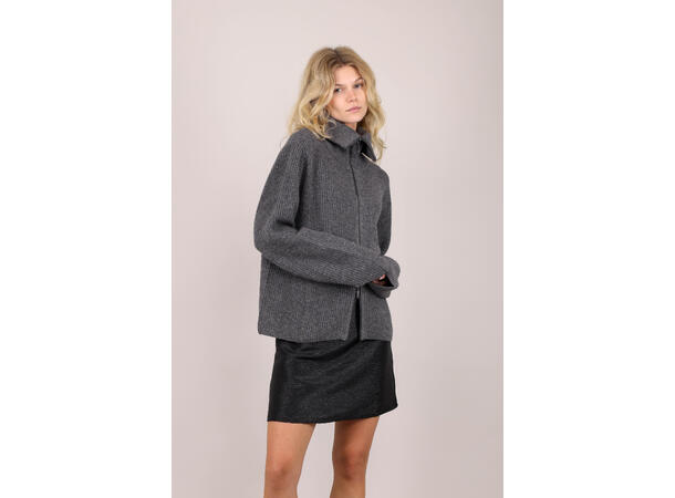 Norma Cardigan Dark grey S Wool zip cardigan 
