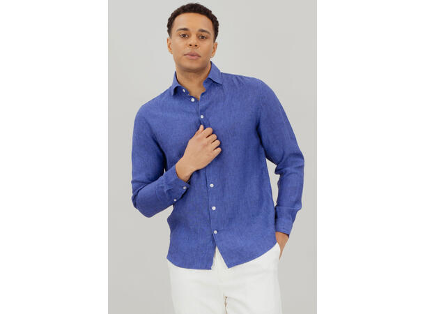 Salvatore LS Shirt Blue M Wide spread LS linen shirt 