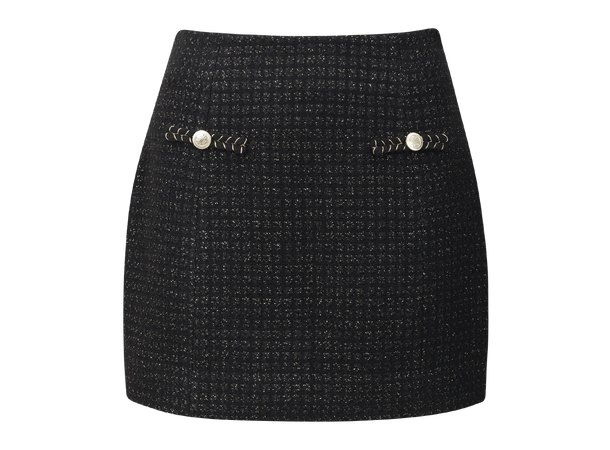 Smilla Skirt Black L Mini boucle skirt with UP logo buttons 