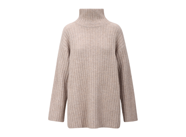 Vanya Sweater Light Sand S Rib knit t-neck 