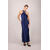 Rikki Dress Dark Navy M Satin twisted neck long dress 
