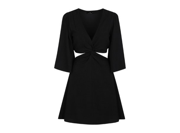 Ayla Dress Black XL Cut-out slub dress 