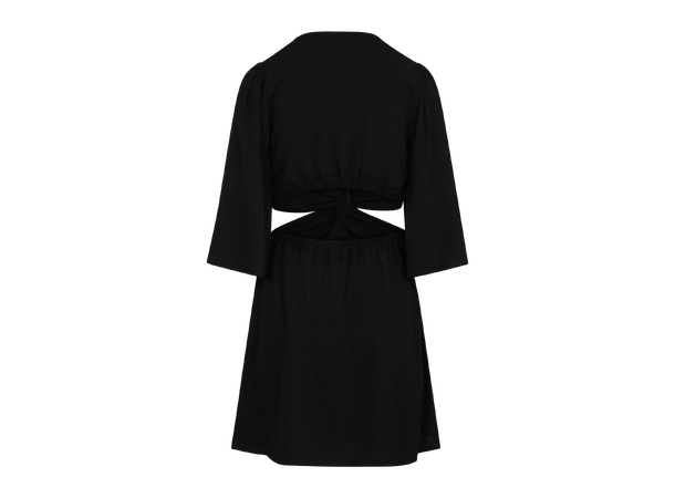 Ayla Dress Black XL Cut-out slub dress 