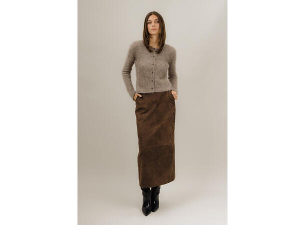 Brianna Suede Skirt Chocolate Brown S Goat suede maxi skirt 