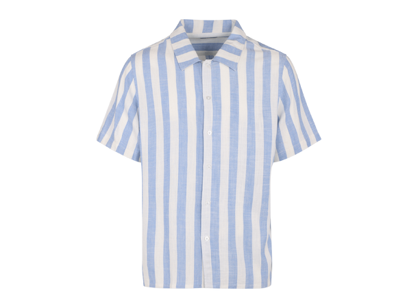 Folke SS Shirt Light Blue M Striped linen SS shirt 