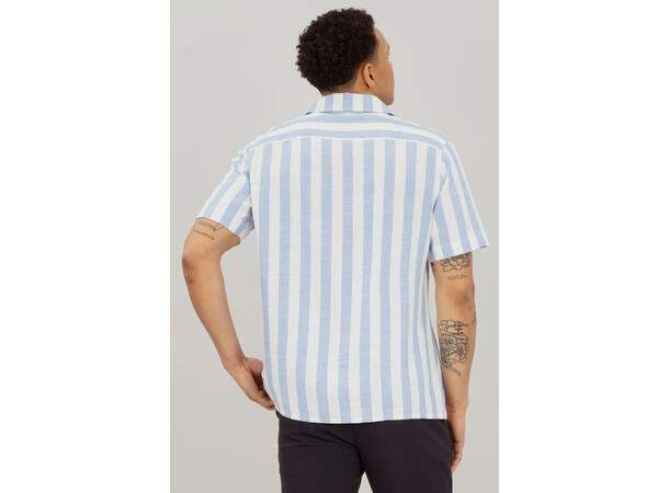 Folke SS Shirt Light Blue M Striped linen SS shirt 
