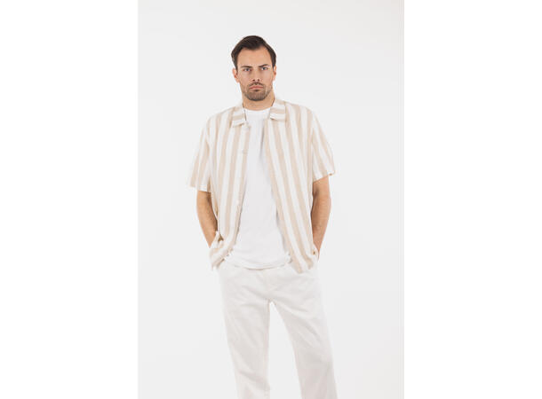 Folke SS Shirt Light Blue M Striped linen SS shirt 