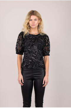 Maggie Top Embroidered top with puffed sleeves