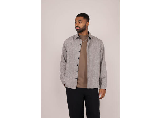 Odion Shirt Charcoal M Herringbone wool shirt 