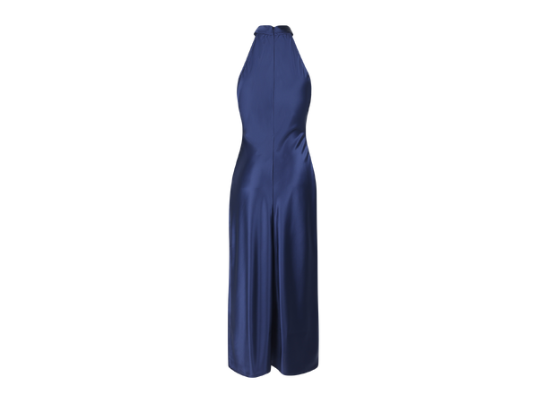 Rikki Dress Dark Navy M Satin twisted neck long dress 
