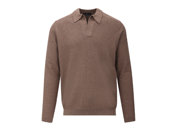 Sanches Sweater Mid Brown L Cashmere mix LS pique 