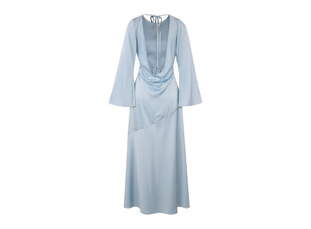 Sanne Dress Light Blue XL Satin dress with open back 
