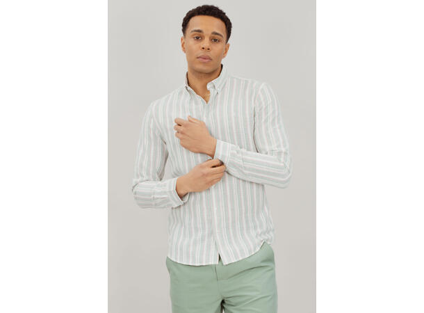 Arian Shirt Aqua Multi L Striped linen shirt 