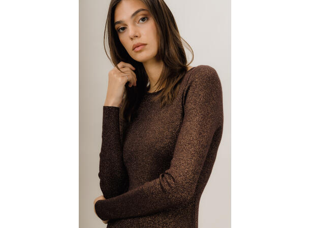 Arya Dress Dark Brown S Lurex knit dress 