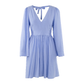 Claudia Dress Vista Blue S V-neck open back mini dress