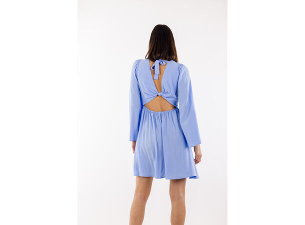 Claudia Dress Vista Blue S V-neck open back mini dress 