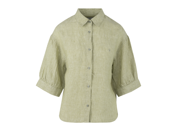 Eline SS Shirt Green S Puffed sleeve SS linen shirt 