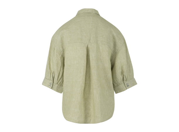 Eline SS Shirt Green S Puffed sleeve SS linen shirt 