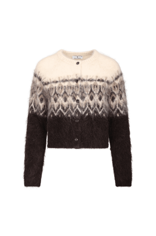 Hallie Cardigan Alpaca furry jacquard cardigan