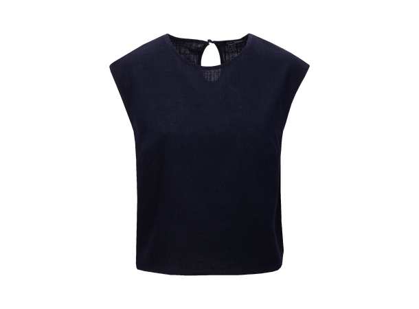 Lina Top Navy S Linen/Viscose top 