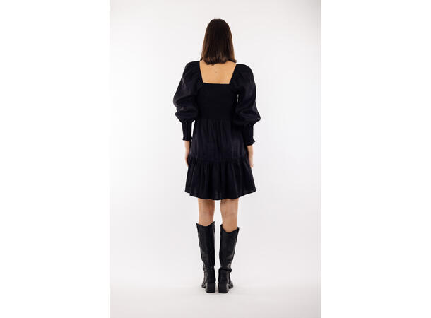 Milagros Dress Black M Stretch linen dress 