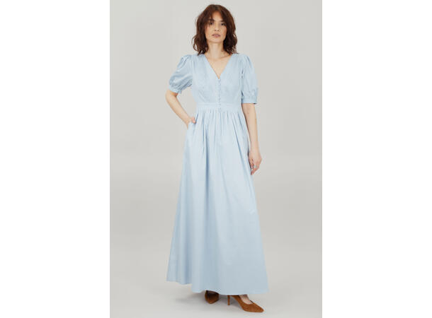 Sunnie Dress Light Blue M Maxi pintuck cotton satin dress 