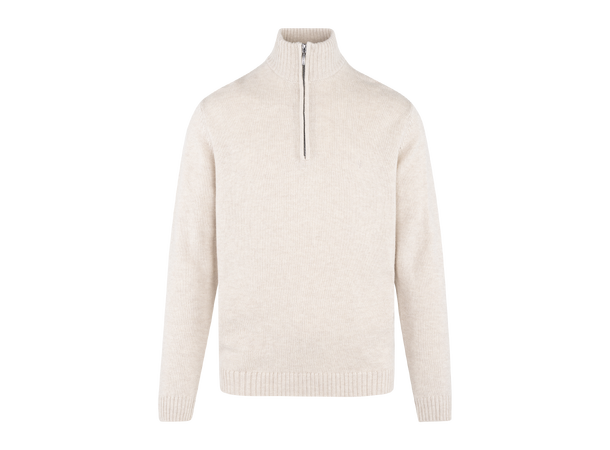 Tommi Half-zip Oatmeal L Lambswool half-zip sweater 