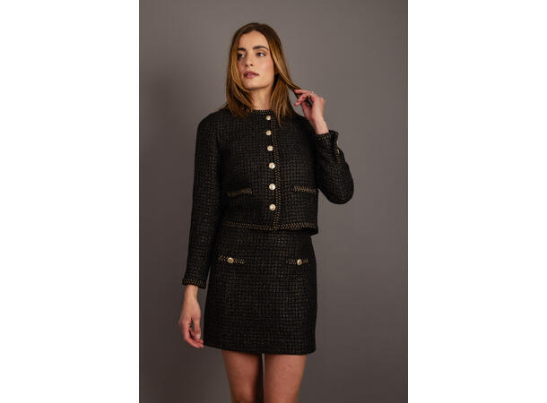 Vilda Blazer Black M Short boucle jacket with UP logo buttons 