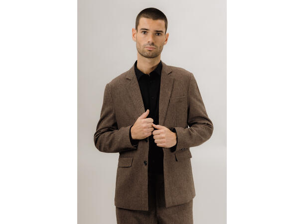 Gray Blazer Dark Brown M Twill wool blazer 