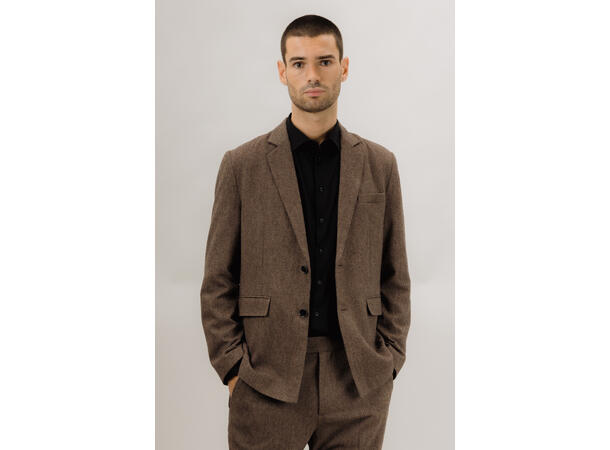 Gray Blazer Dark Brown M Twill wool blazer 