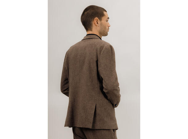Gray Blazer Dark Brown M Twill wool blazer 