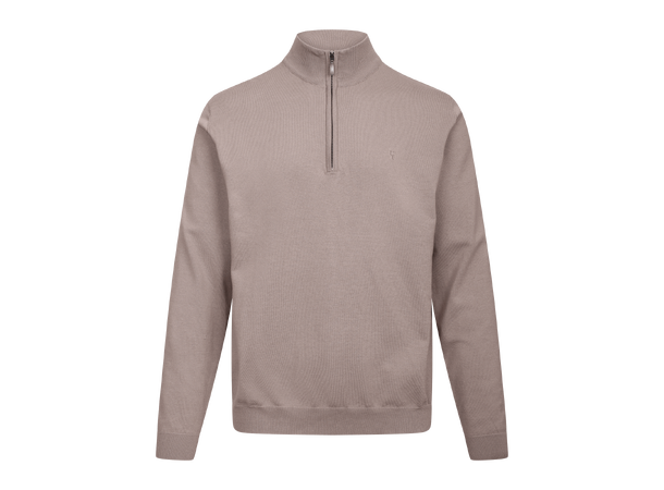 Jake Half-zip Dark Sand M Basic half-zip knit sweater 