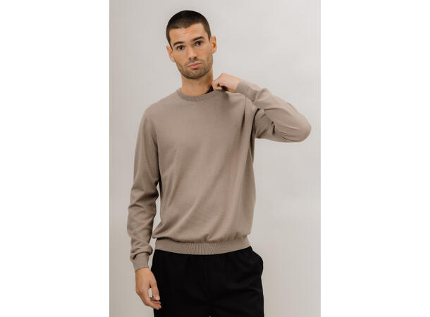 Jake Sweater Dark Sand M Basic knit sweater 