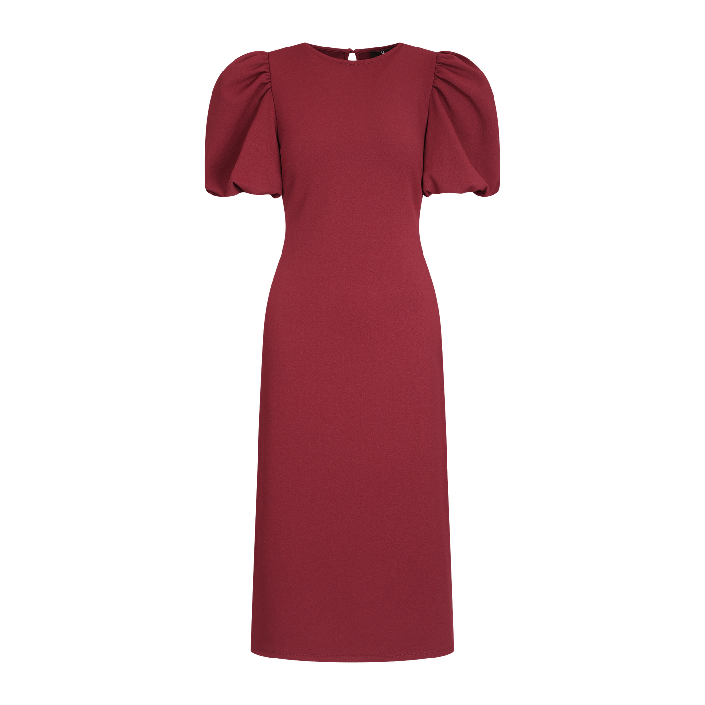 Cuba Dress Burgundy L Midi dress with puffed sleeves