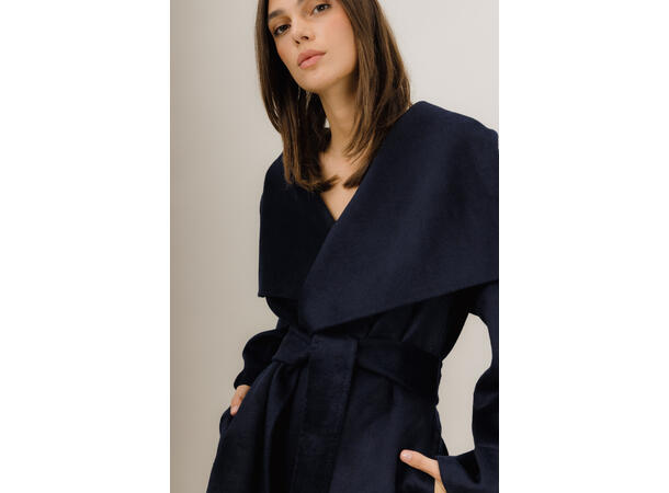 Arabella Jacket Navy S Short wool wrap jacket 
