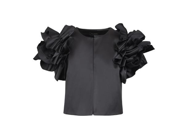 Aphrodite Jacket Black S Satin ruffle jacket 