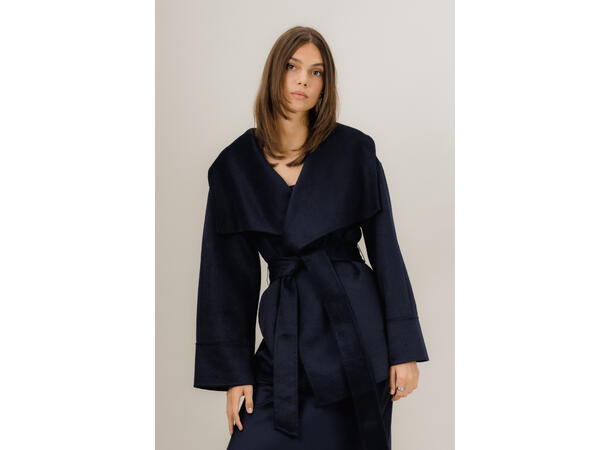 Arabella Jacket Navy M Short wool wrap jacket 