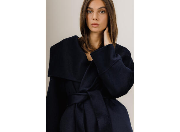 Arabella Jacket Navy M Short wool wrap jacket 