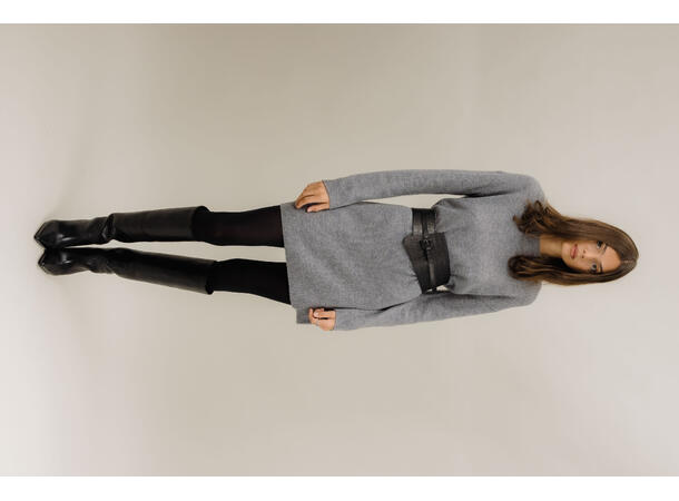 Clemmie Dress Grey S Merino crew neck dress 