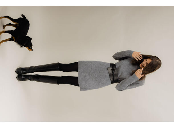 Clemmie Dress Grey S Merino crew neck dress 