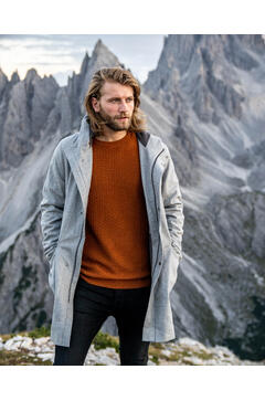 Grey wool parka top