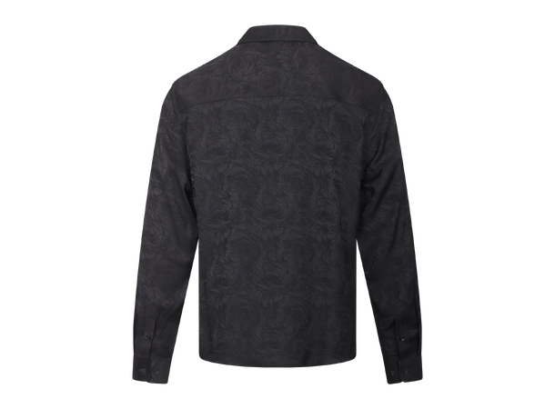 Leander LS Shirt Black M Satin jaquard shirt 