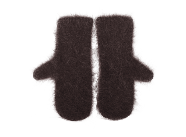 Aba Mittens Chocolate Brown One Size Fury fluffy alpaca mittens 