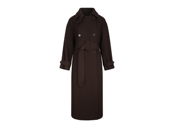Amelie Trenchcoat Chocolate Brown M Long wool trench 